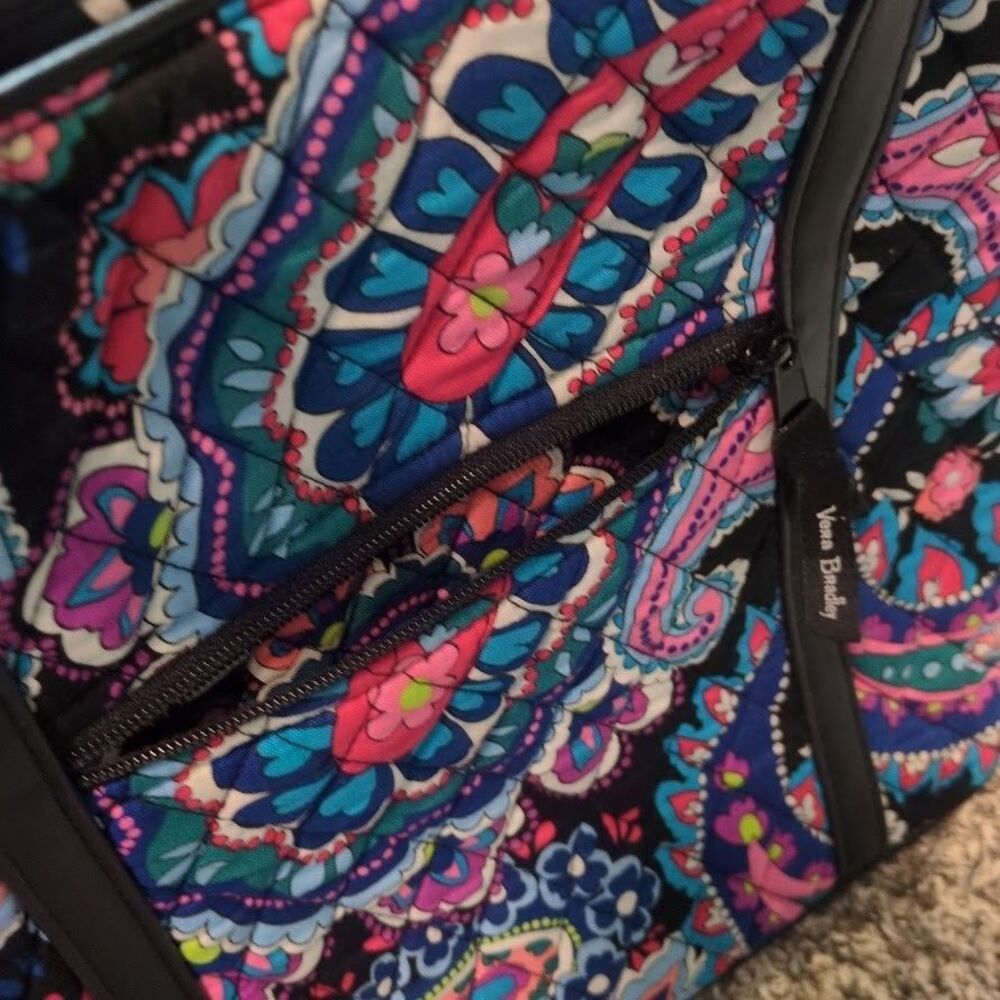 Vera Bradley Lighten Up Vera Large Zip Tote Bag Paisley Blue Pink - Picture 5 of 6
